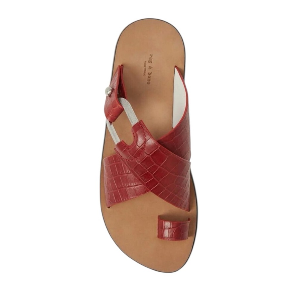 RAG & BONE August Rouge Croco Leather Slide Sandal sz. 39 - Picture 2 of 5